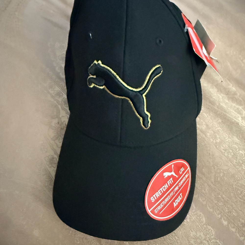 Puma Black Cap with Gold Logo - Picture 1 of 4